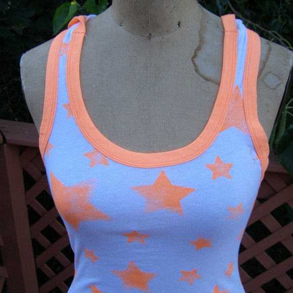 NEW size S/M 4-8 Hooded Tank top by JET SET Neon Orange/white - Picture 3 of 12